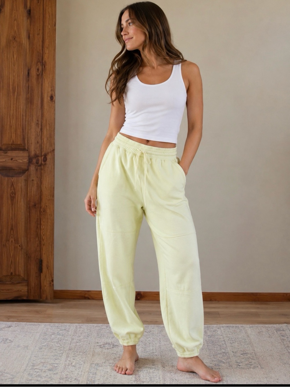 Daily Practice by Anthropologie Fleece Jogger Sweatpants Yellow Lounge Pants M
